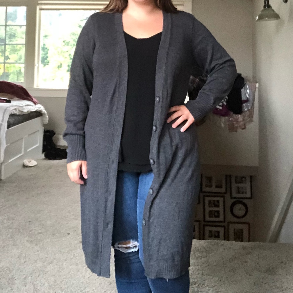 Charcoal Gray Duster Cardigan
